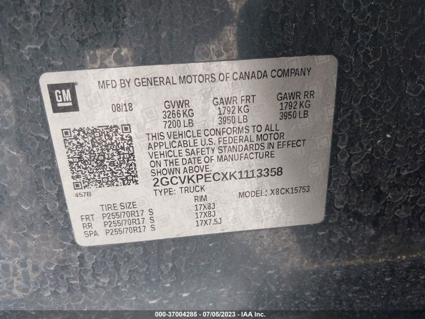 2019 CHEVROLET SILVERADO 1500 LD LT 2GCVKPECXK1113358