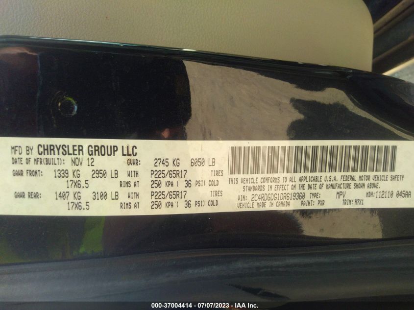 2013 DODGE GRAND CARAVAN CREW - 2C4RDGDG1DR619360