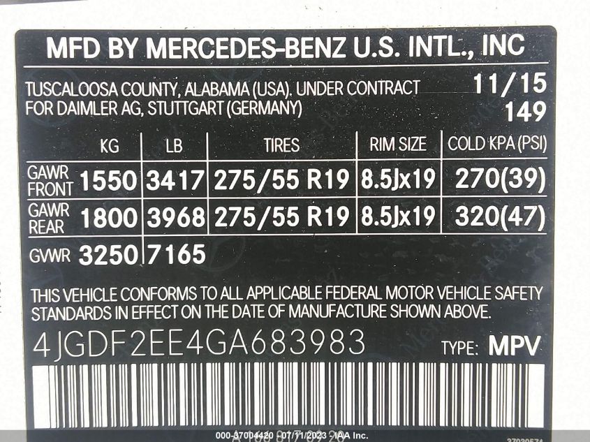 2016 MERCEDES-BENZ GL GL 350 BLUETEC - 4JGDF2EE4GA683983