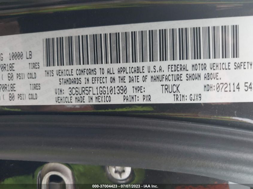 2016 RAM 2500 LARAMIE - 3C6UR5FL1GG101390