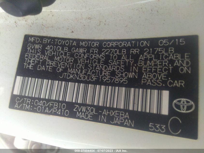 2015 TOYOTA PRIUS FOUR - JTDKN3DU3F1957895