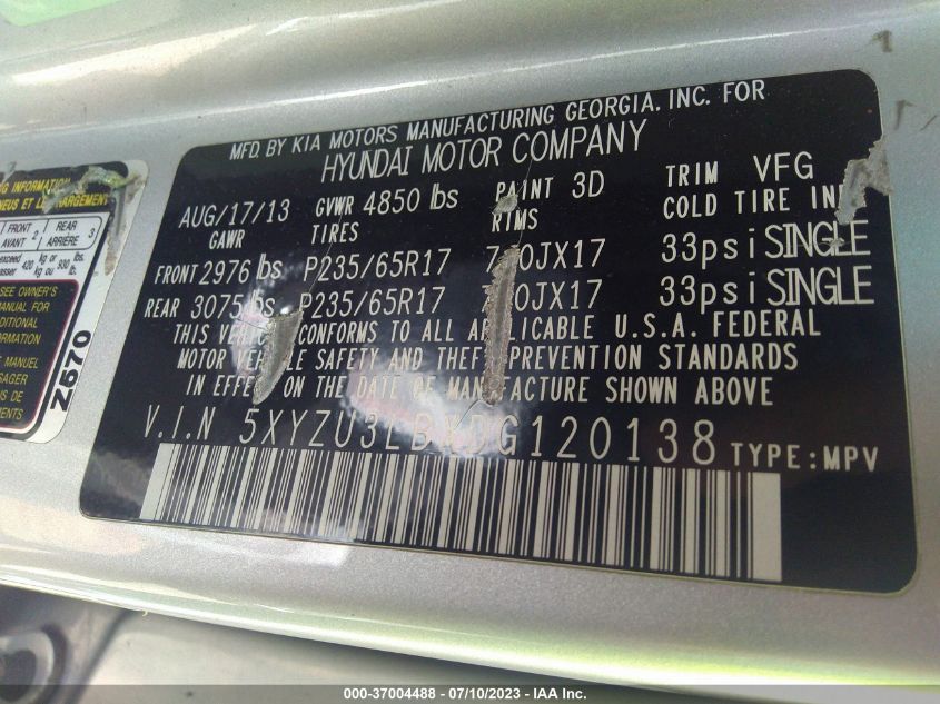 2013 HYUNDAI SANTA FE SPORT - 5XYZU3LBXDG120138