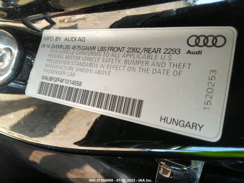 2015 AUDI S3/A3 2.0T PREMIUM - WAUBFGFF4F1014558