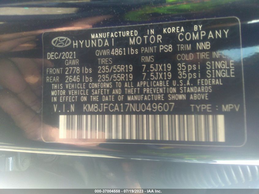 2022 HYUNDAI TUCSON HYBRID SEL CONVENIENCE - KM8JFCA17NU049607