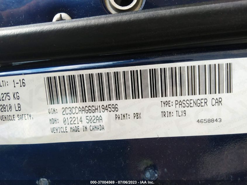 2016 CHRYSLER 300 LIMITED - 2C3CCAAG6GH194596