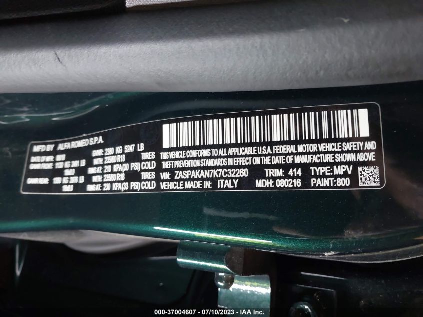 2019 ALFA ROMEO STELVIO - ZASPAKAN7K7C32260