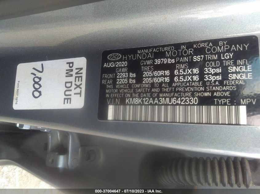 2021 HYUNDAI KONA SE - KM8K12AA3MU642330