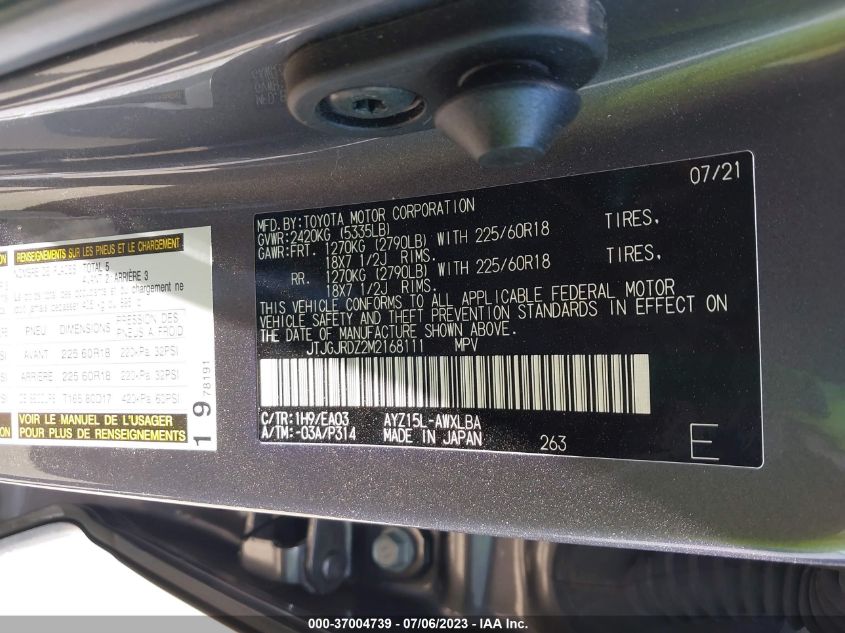 2021 LEXUS NX 300H BASE/300H LUXURY/300 - JTJGJRDZ2M2168111