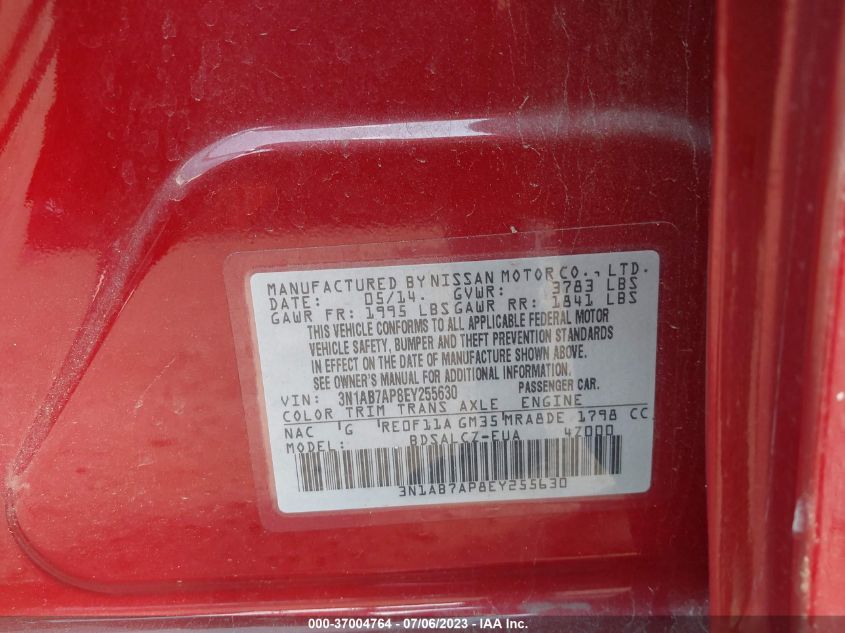 2014 NISSAN SENTRA S/SV/SR/SL - 3N1AB7AP8EY255630