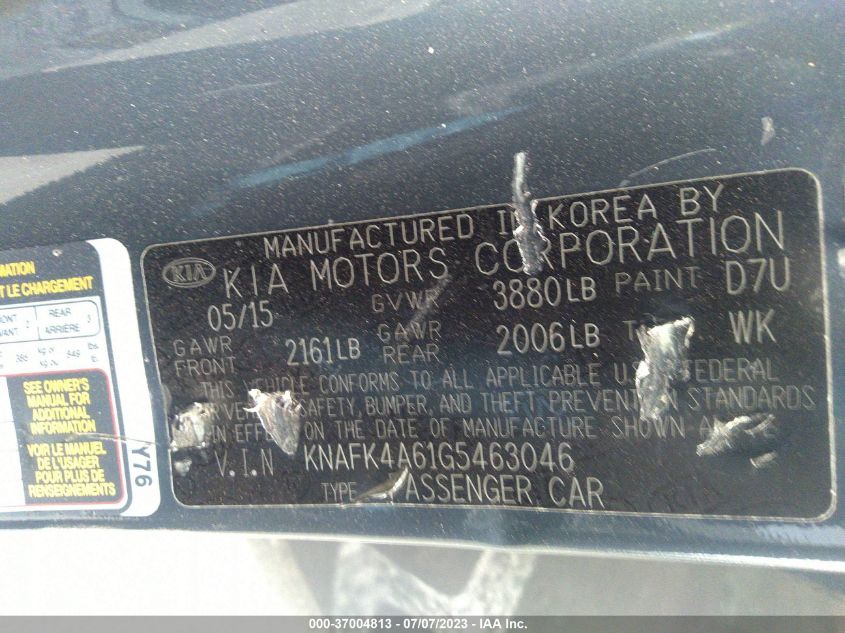2016 KIA FORTE LX - KNAFK4A61G5463046