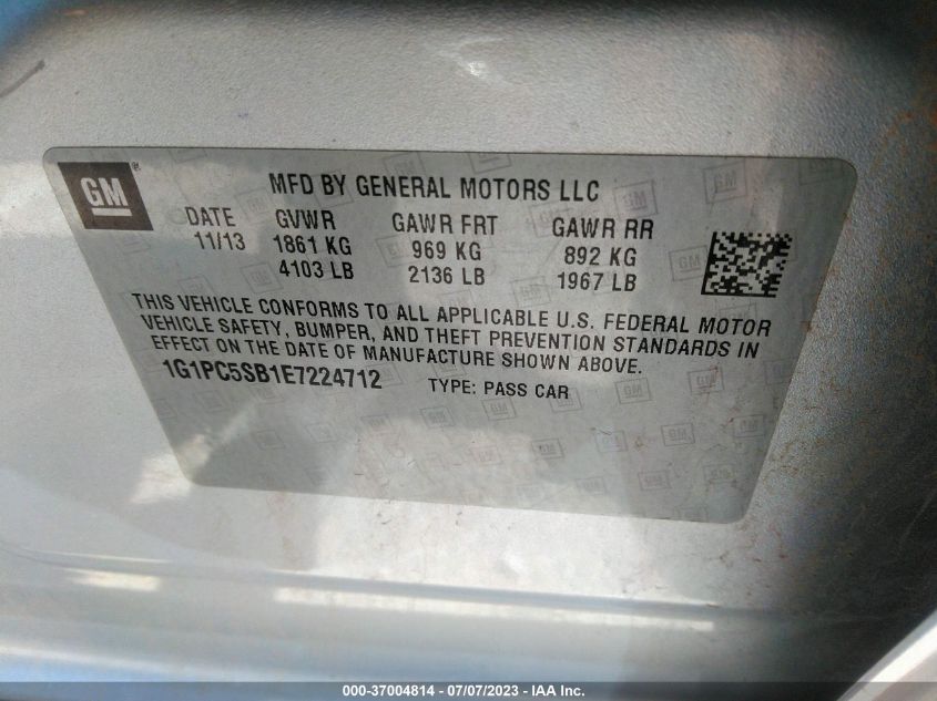 2014 CHEVROLET CRUZE 1LT - 1G1PC5SB1E7224712