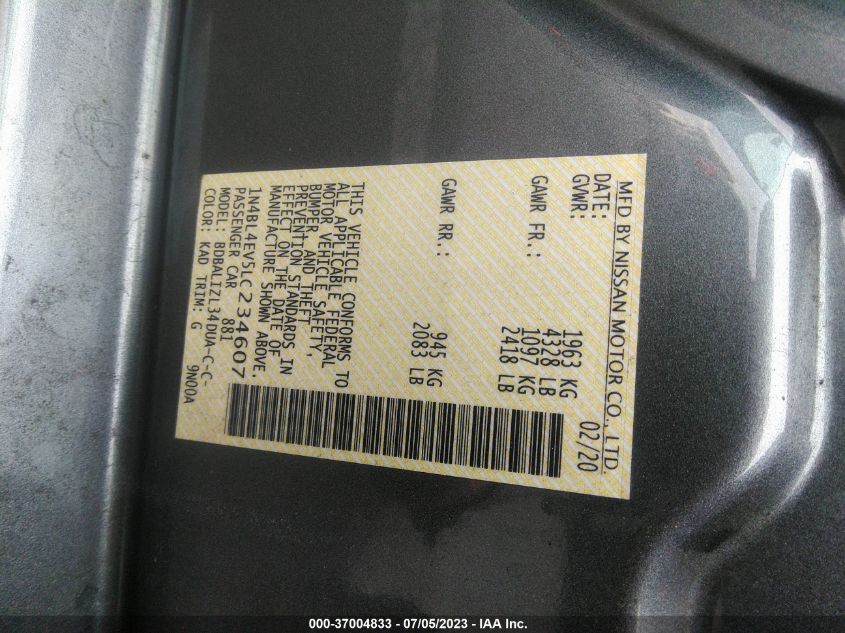 2020 NISSAN ALTIMA 2.5 SL - 1N4BL4EV5LC234607
