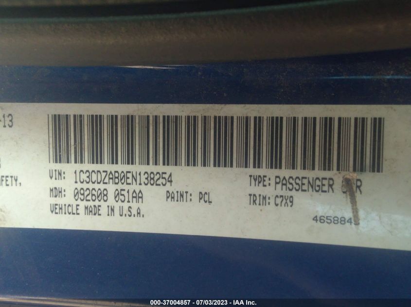 2014 DODGE AVENGER SE - 1C3CDZAB0EN138254