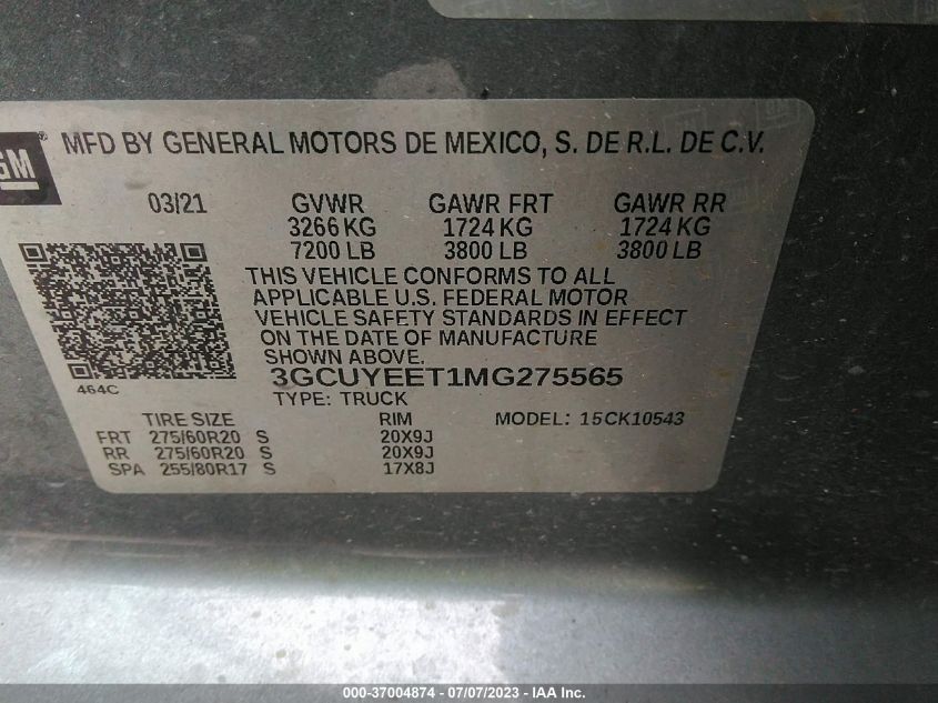 2021 CHEVROLET SILVERADO 1500 RST - 3GCUYEET1MG275565