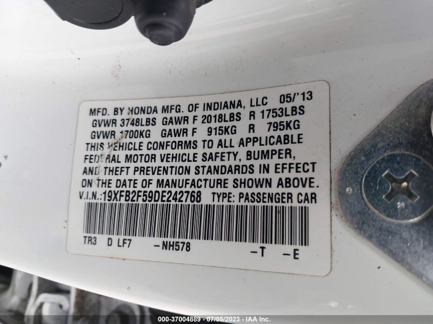 2013 HONDA CIVIC SDN LX - 19XFB2F59DE242768