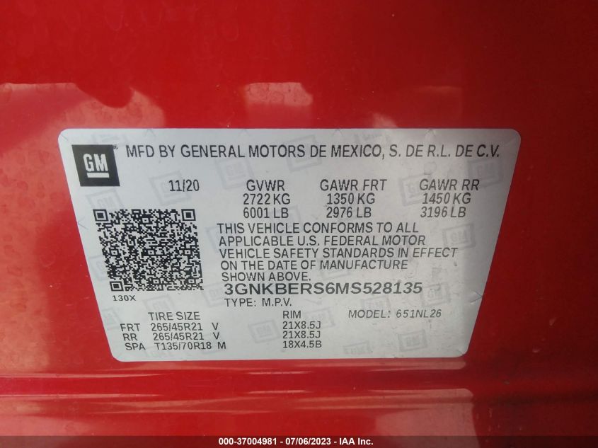 2021 CHEVROLET BLAZER RS - 3GNKBERS6MS528135