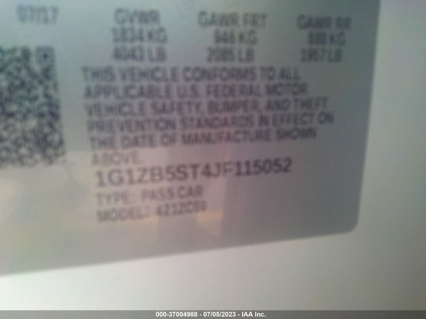 2018 CHEVROLET MALIBU LS - 1G1ZB5ST4JF115052