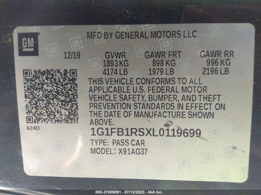 2020 CHEVROLET CAMARO 1LT - 1G1FB1RSXL0119699