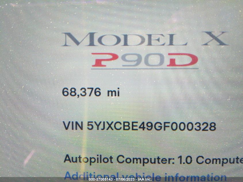 2016 TESLA MODEL X - 5YJXCBE49GF000328