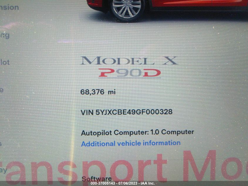 2016 TESLA MODEL X - 5YJXCBE49GF000328