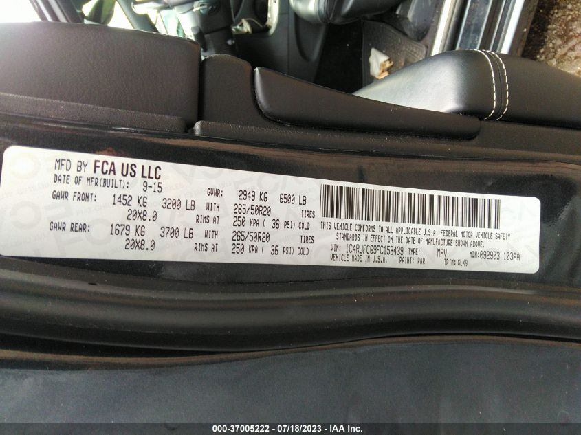2015 JEEP GRAND CHEROKEE OVERLAND - 1C4RJFCG9FC158439