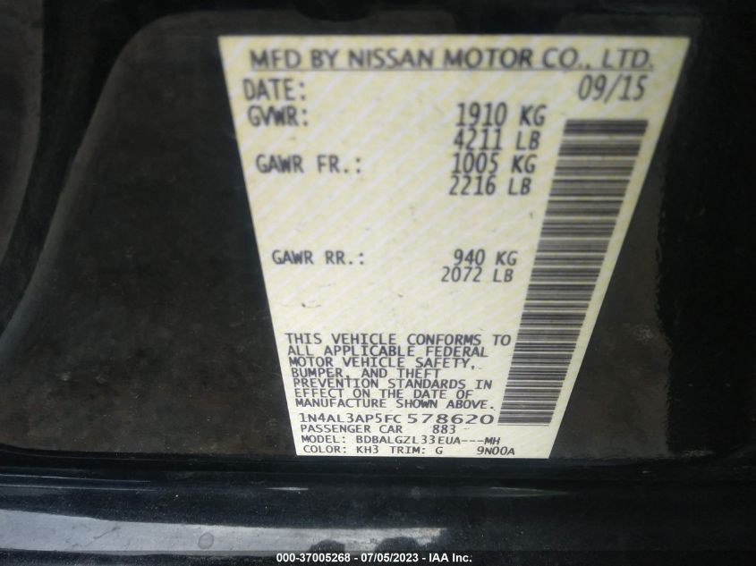 2015 NISSAN ALTIMA 2.5 S - 1N4AL3AP5FC578620