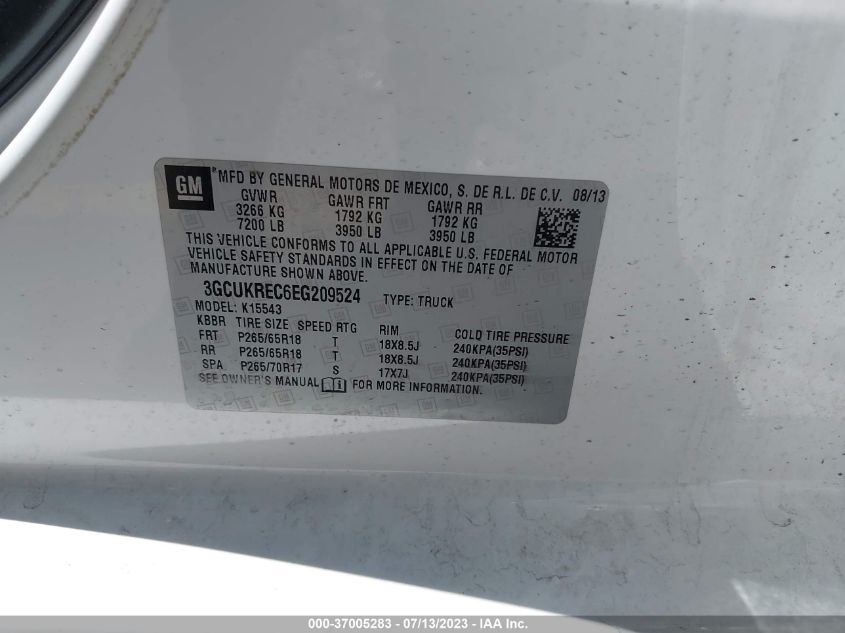 2014 CHEVROLET SILVERADO 1500 LT - 3GCUKREC6EG209524