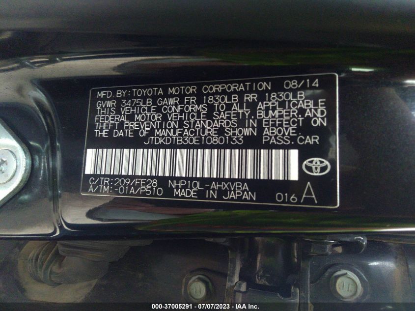 2014 TOYOTA PRIUS C - JTDKDTB30E1080133