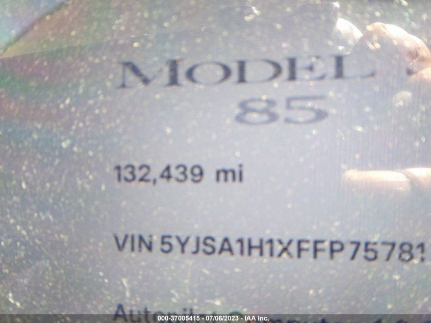 2015 TESLA MODEL S 85 - 5YJSA1H1XFFP75781