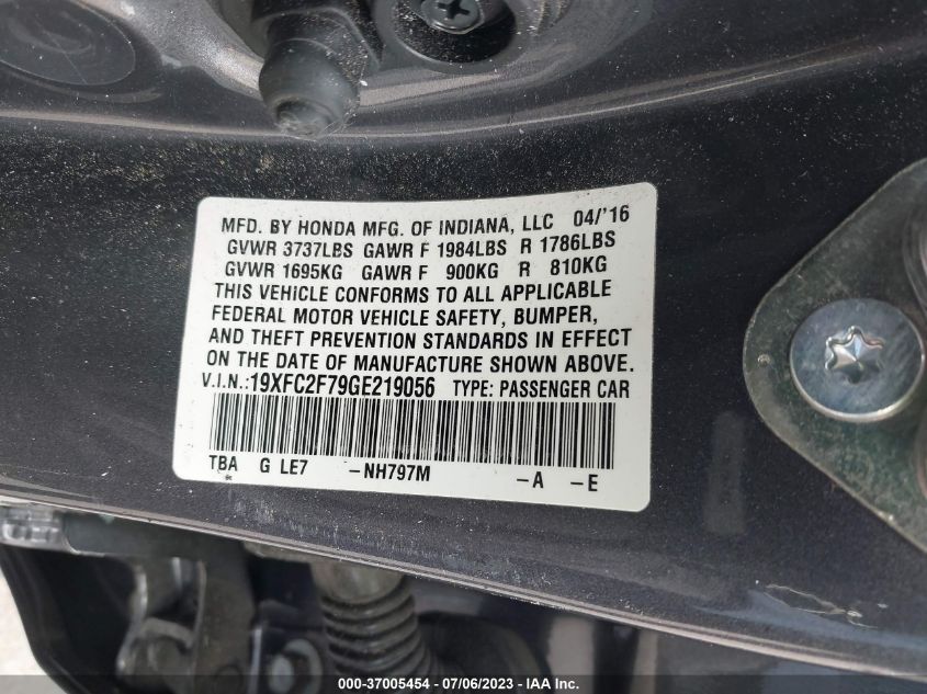 2016 HONDA CIVIC SEDAN EX - 19XFC2F79GE219056