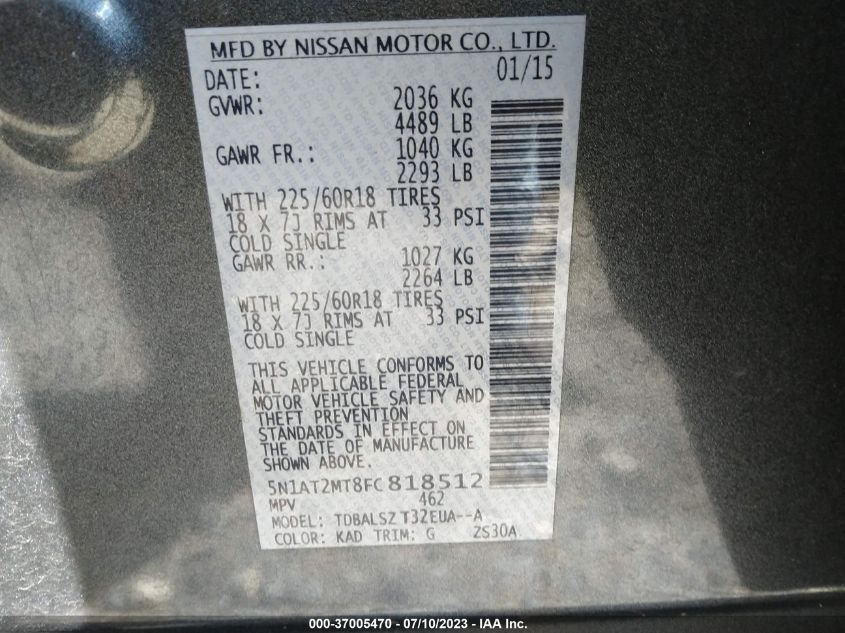 2015 NISSAN ROGUE SL - 5N1AT2MT8FC818512