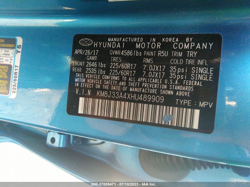 2017 HYUNDAI TUCSON SE - KM8J33A4XHU489909