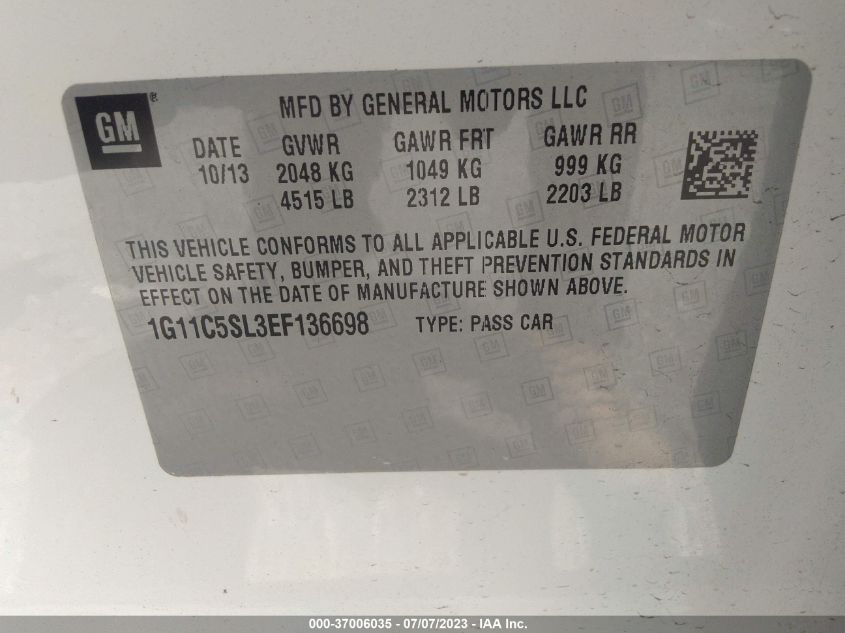 2014 CHEVROLET MALIBU LT - 1G11C5SL3EF136698