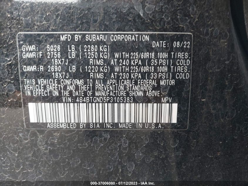 2023 SUBARU OUTBACK LIMITED XT - 4S4BTGND5P3105383