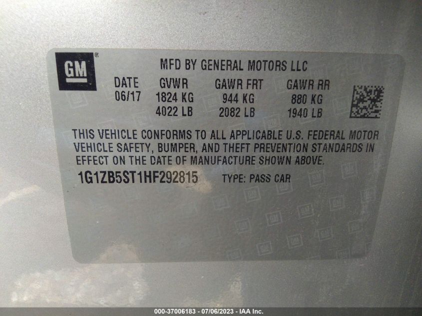 2017 CHEVROLET MALIBU LS - 1G1ZB5ST1HF292815