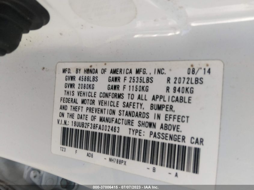 2015 ACURA TLX V6 - 19UUB2F38FA002463