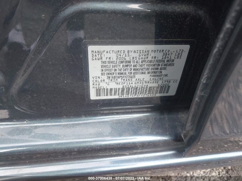 2015 NISSAN SENTRA SL - 3N1AB7AP5FY276405