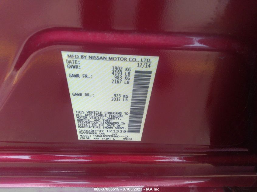 2015 NISSAN LEAF S - 1N4AZ0CP3FC321529