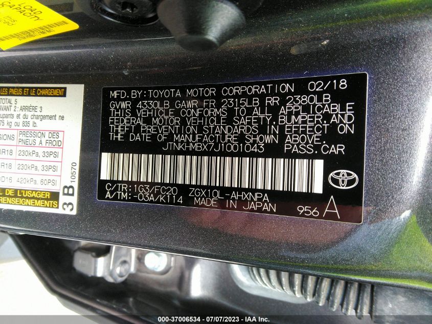 2018 TOYOTA C-HR XLE - JTNKHMBX7J1001043