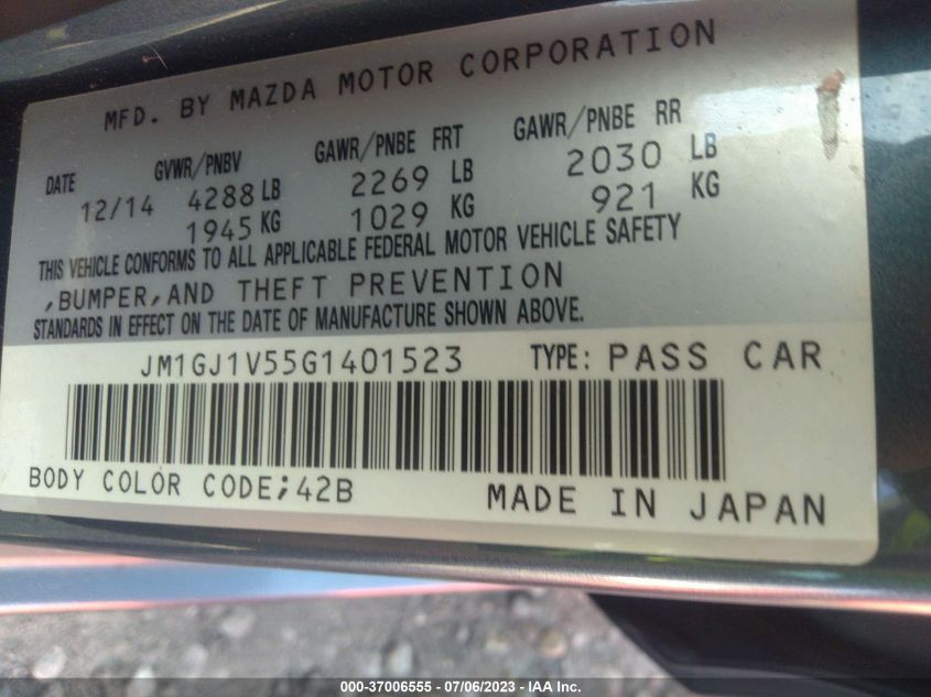 2016 MAZDA MAZDA6 I TOURING - JM1GJ1V55G1401523