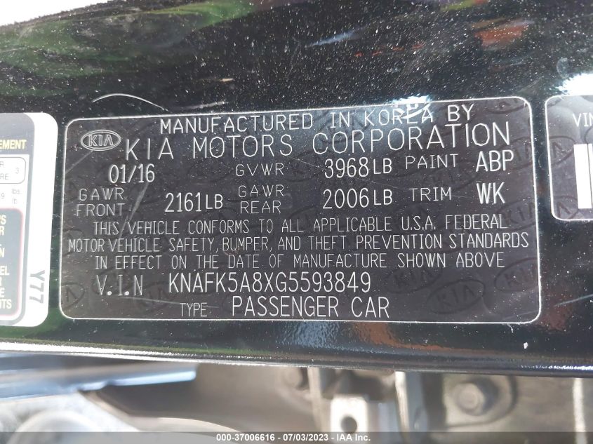 2016 KIA FORTE 5-DOOR LX - KNAFK5A8XG5593849