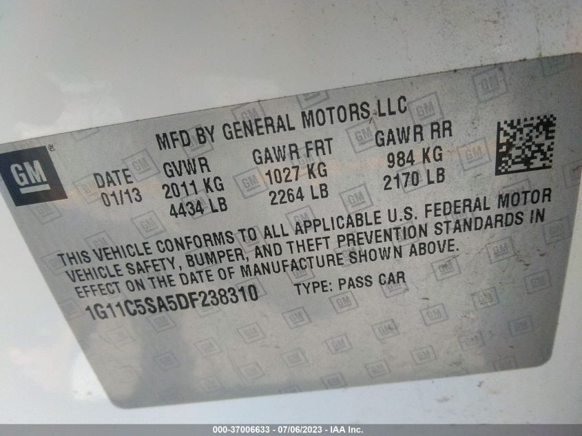 2013 CHEVROLET MALIBU 1LT - 1G11C5SA5DF238310