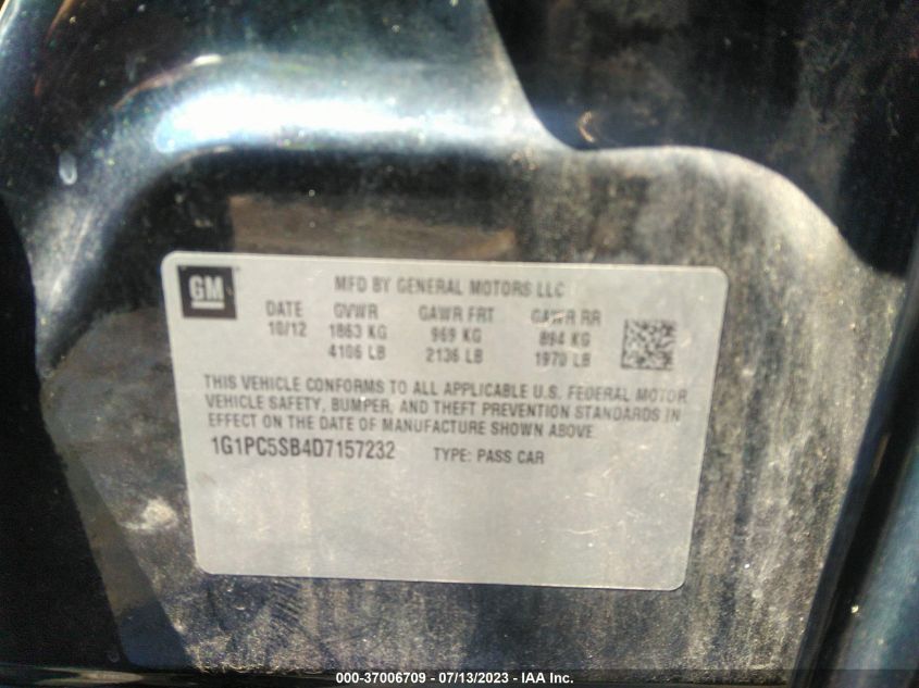 2013 CHEVROLET CRUZE 1LT - 1G1PC5SB4D7157232
