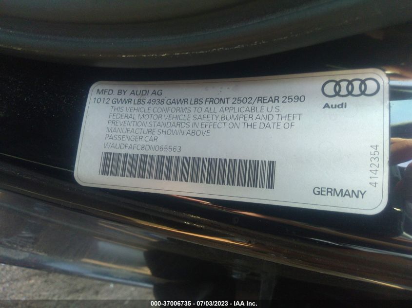 2013 AUDI A6 2.0T PREMIUM PLUS - WAUDFAFC8DN065563