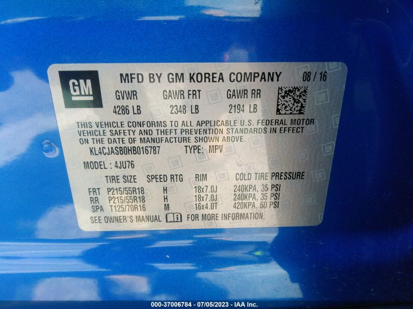 2017 BUICK ENCORE PREFERRED - KL4CJASB0HB016787