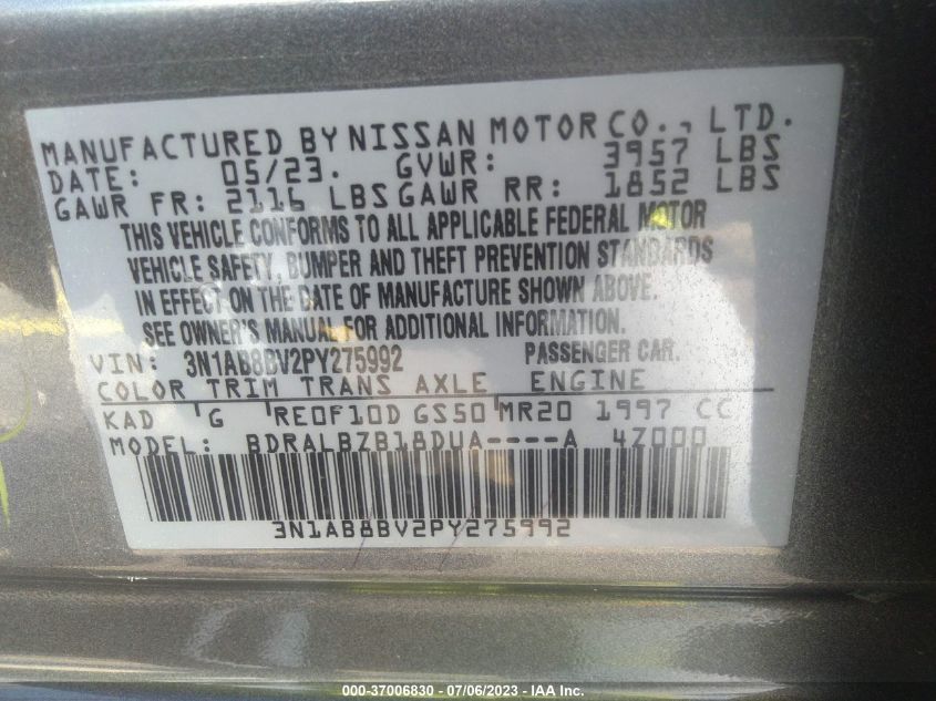 2023 NISSAN SENTRA S - 3N1AB8BV2PY275992