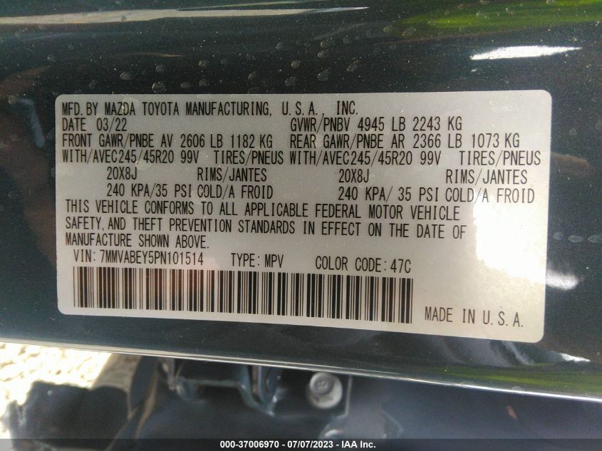 2023 MAZDA CX-50 2.5 TURBO PREMIUM PLUS 7MMVABEY5PN101514