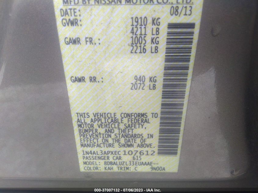 2014 NISSAN ALTIMA 2.5 SV - 1N4AL3APXEC107612