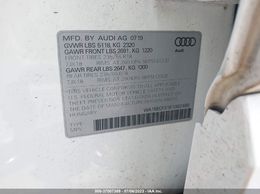 2019 AUDI Q3 PREMIUM PLUS - WA1BECF31K1082485