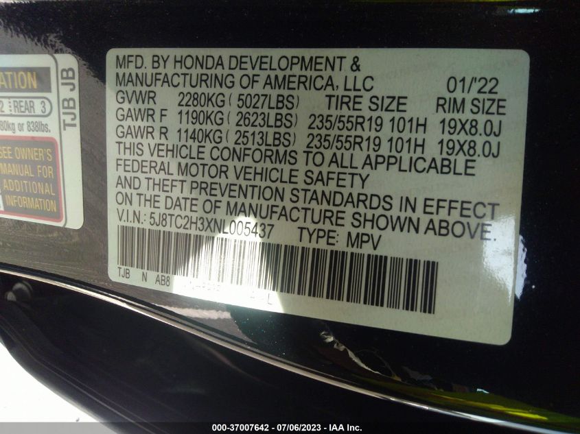 2022 ACURA RDX - 5J8TC2H3XNL005437